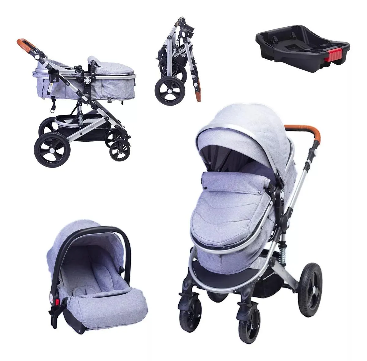 CARRIOLA Travel system con portabebé BABYLUX Gris Claro