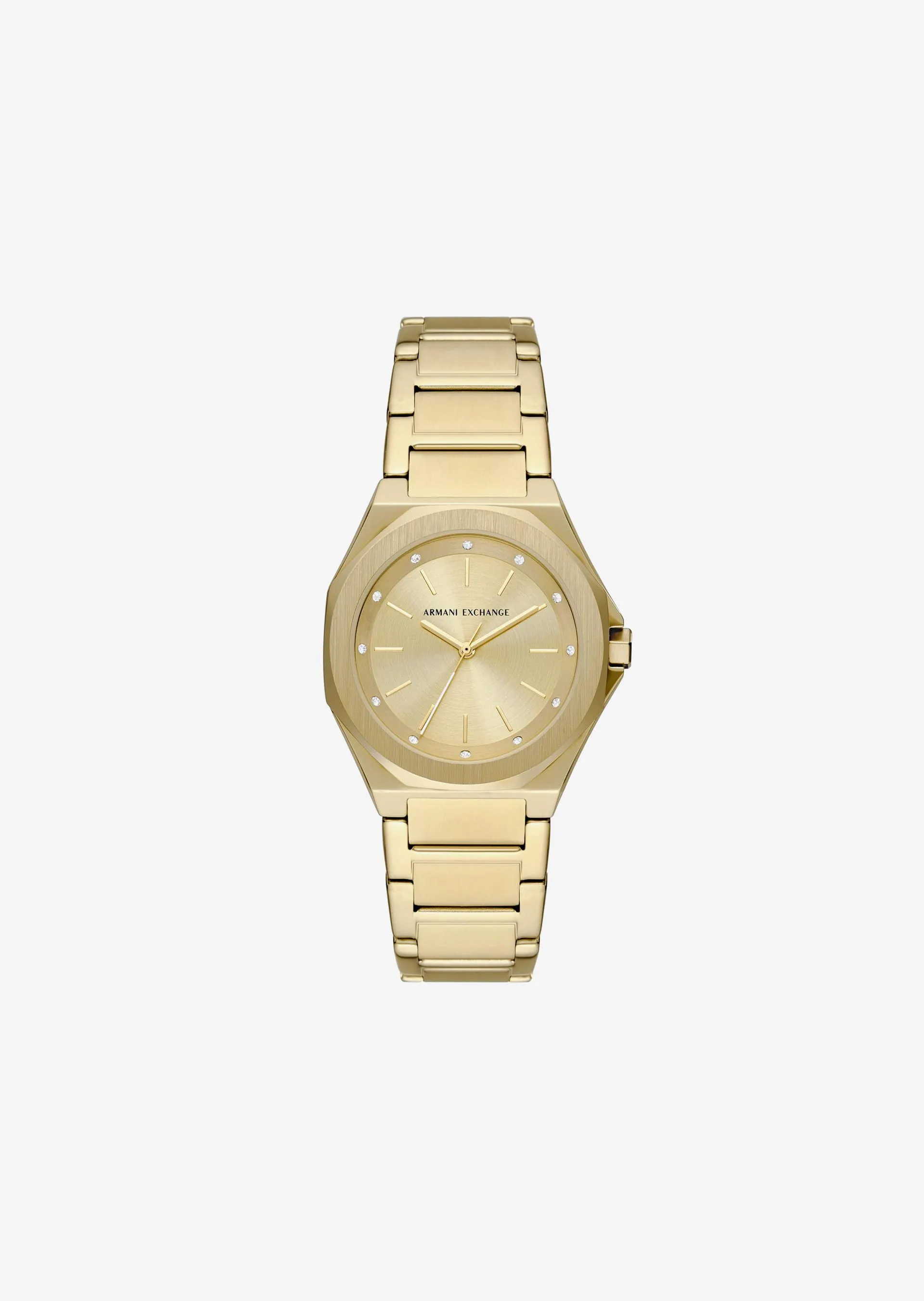 Reloj de acero inoxidable dorado con tres manecillas