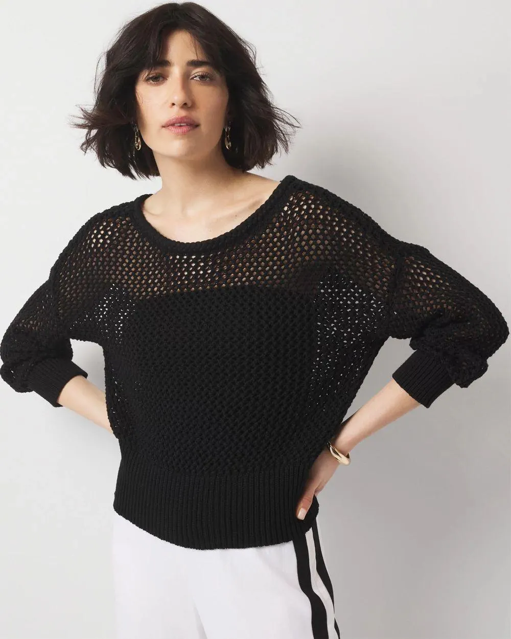 Pointelle Open Stitch Pullover