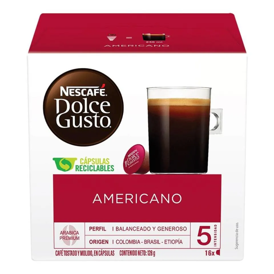 Cápsulas de café Nescafé Dolce Gusto americano 16 pzas