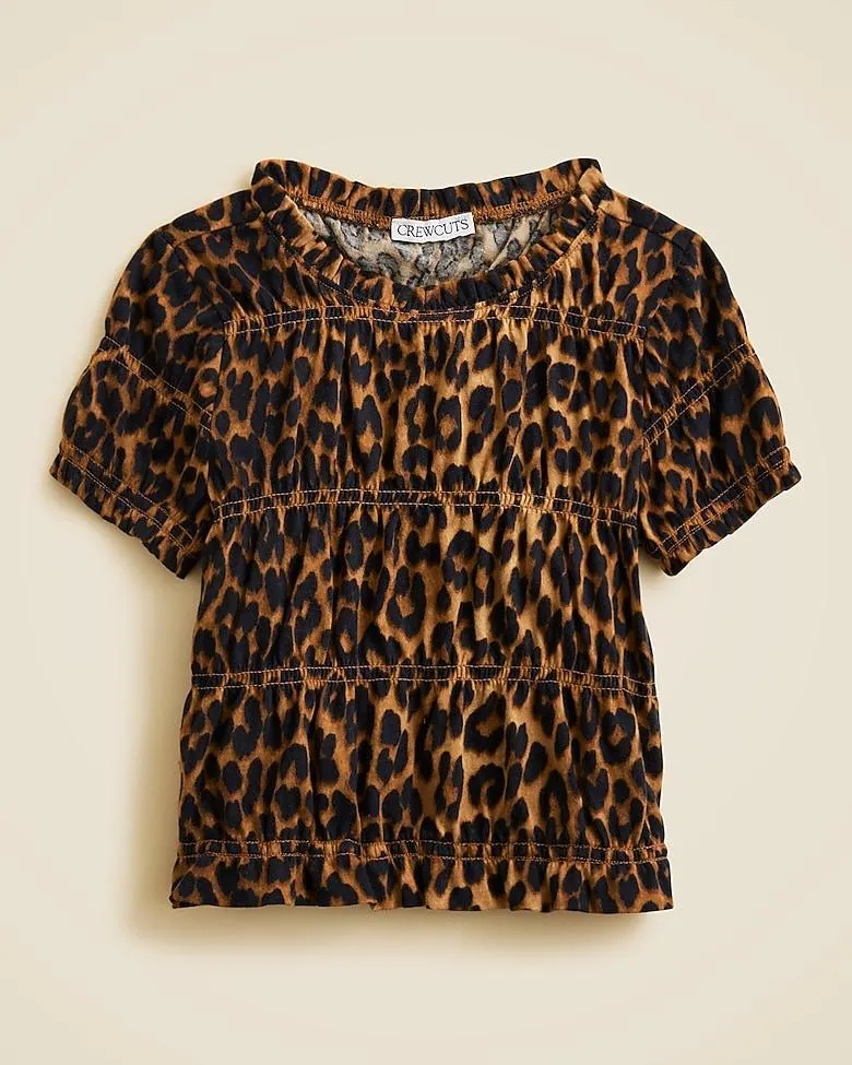 Girls' smocked T-shirt in broken-in-jersey