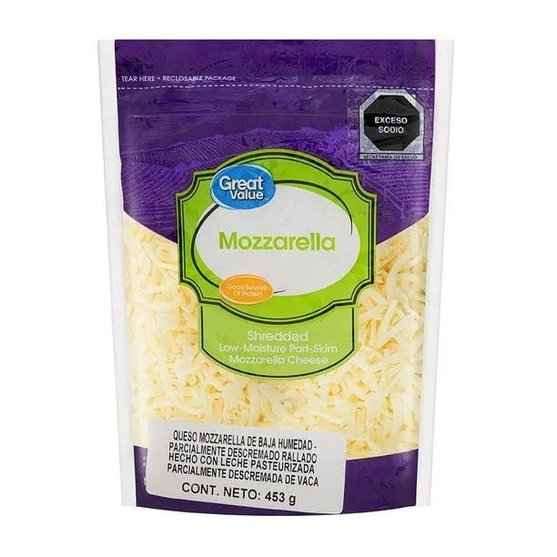 Queso Mozzarella Great Value rallado 453 g