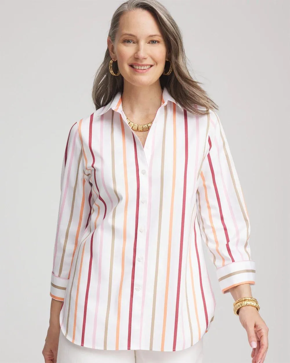 No Iron ™ Striped Stretch-Sateen Shirt