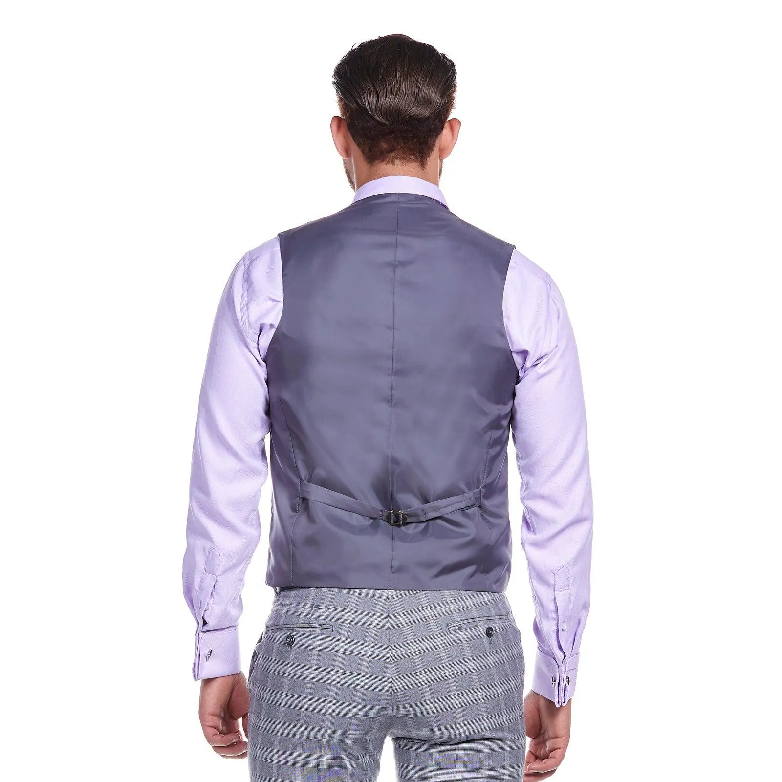 Chaleco de vestir a cuadros para hombre | Gris | Slim Fit