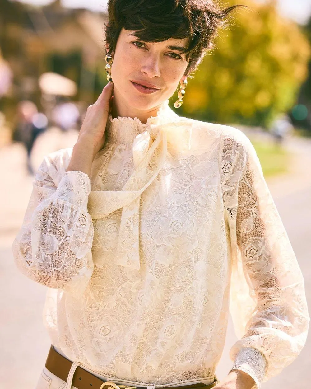 Tie-Neck Banded-Bottom Top