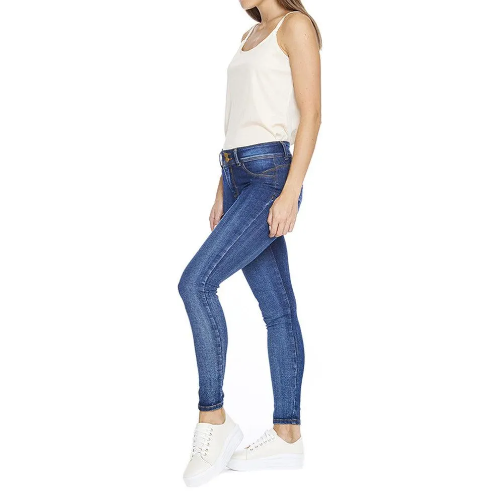 Jeans Para Mujer Corte Alto Push Up Ajustado Con Bolsas