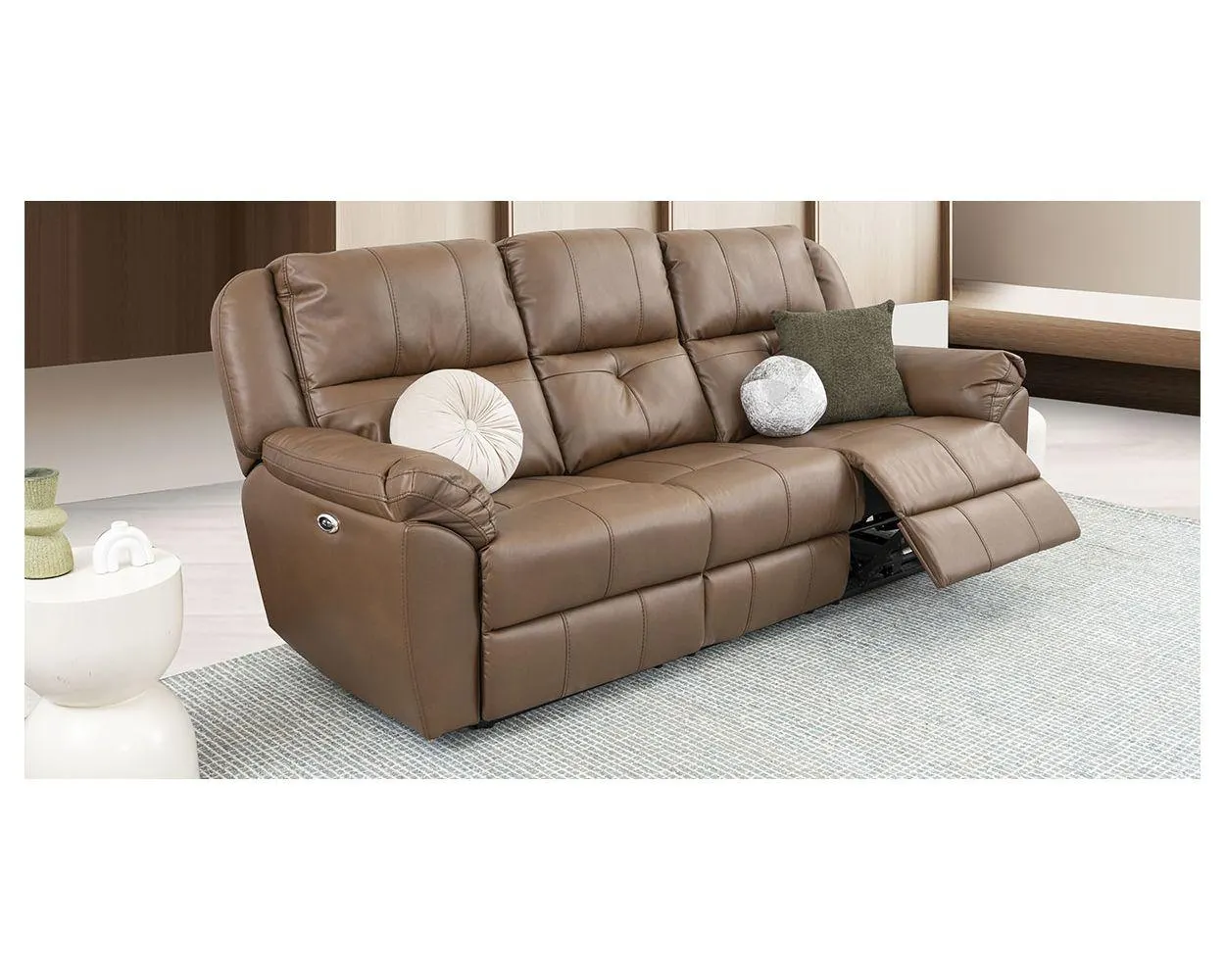 Sofá 3 Plazas Con Reclinables Eléctricos Prescot Air Café