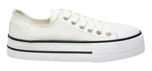 Tenis Blancos Dama Urbanos Lona Mujer Casual Star Fareli