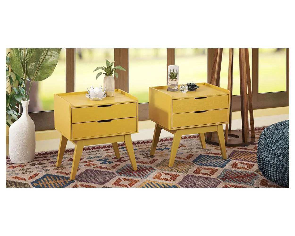 Buró con 2 Cajónes Zeus Amarillo I