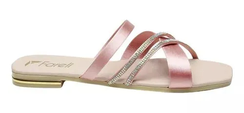 Sandalias Dama Piso Vestir Brillos Mujer Abril Rosa Fareli