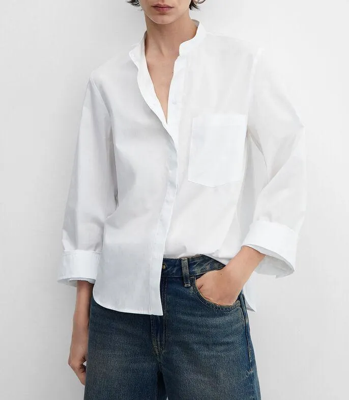 Camisa cuello mao manga larga Mujer