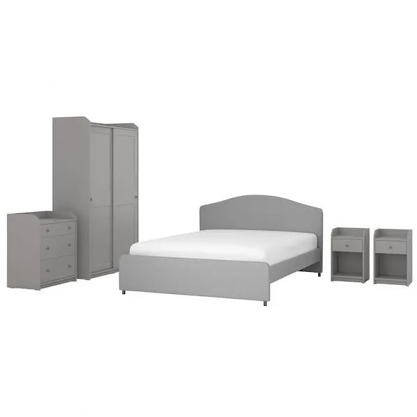 Muebles para recámara, 5 piezas, Vissle gris,
