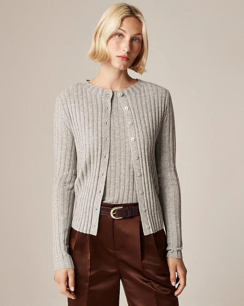 Wide-rib cashmere cardigan