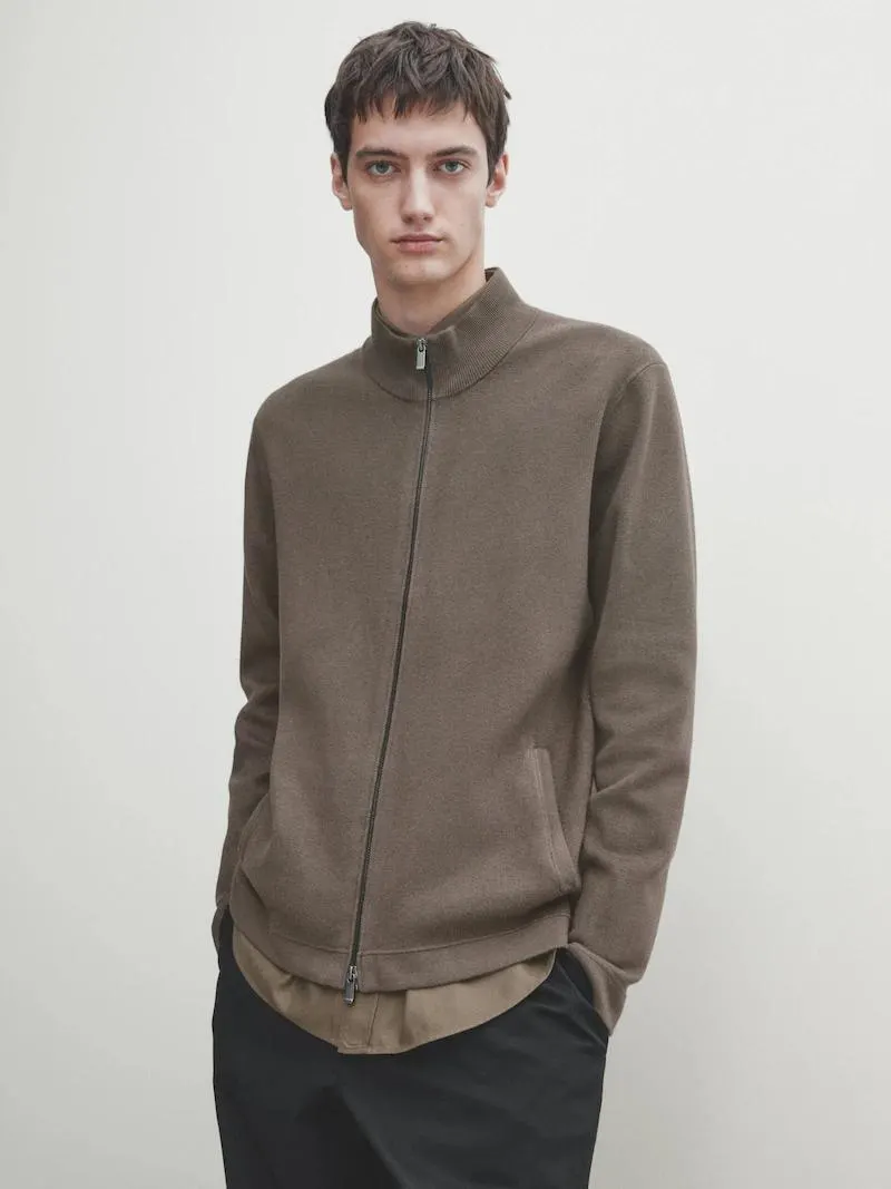 Cárdigan punto cuello mock cremallera