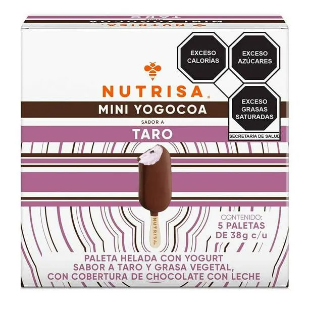 Mini paletas heladas Nutrisa yogocoa sabor taro 5 pzs
