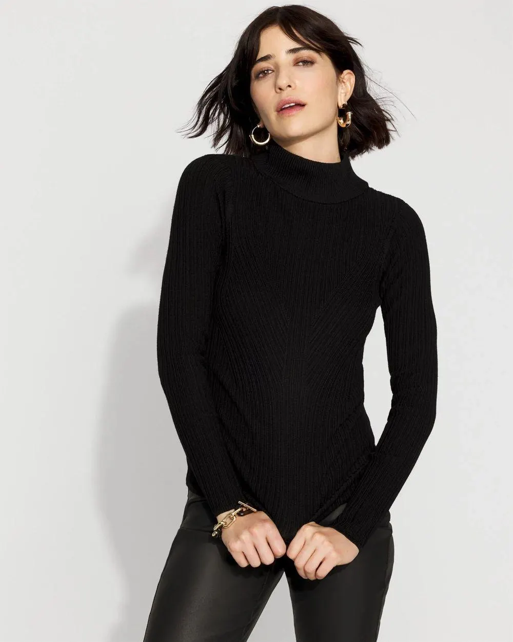 Essential Mock Neck Rib Sweater