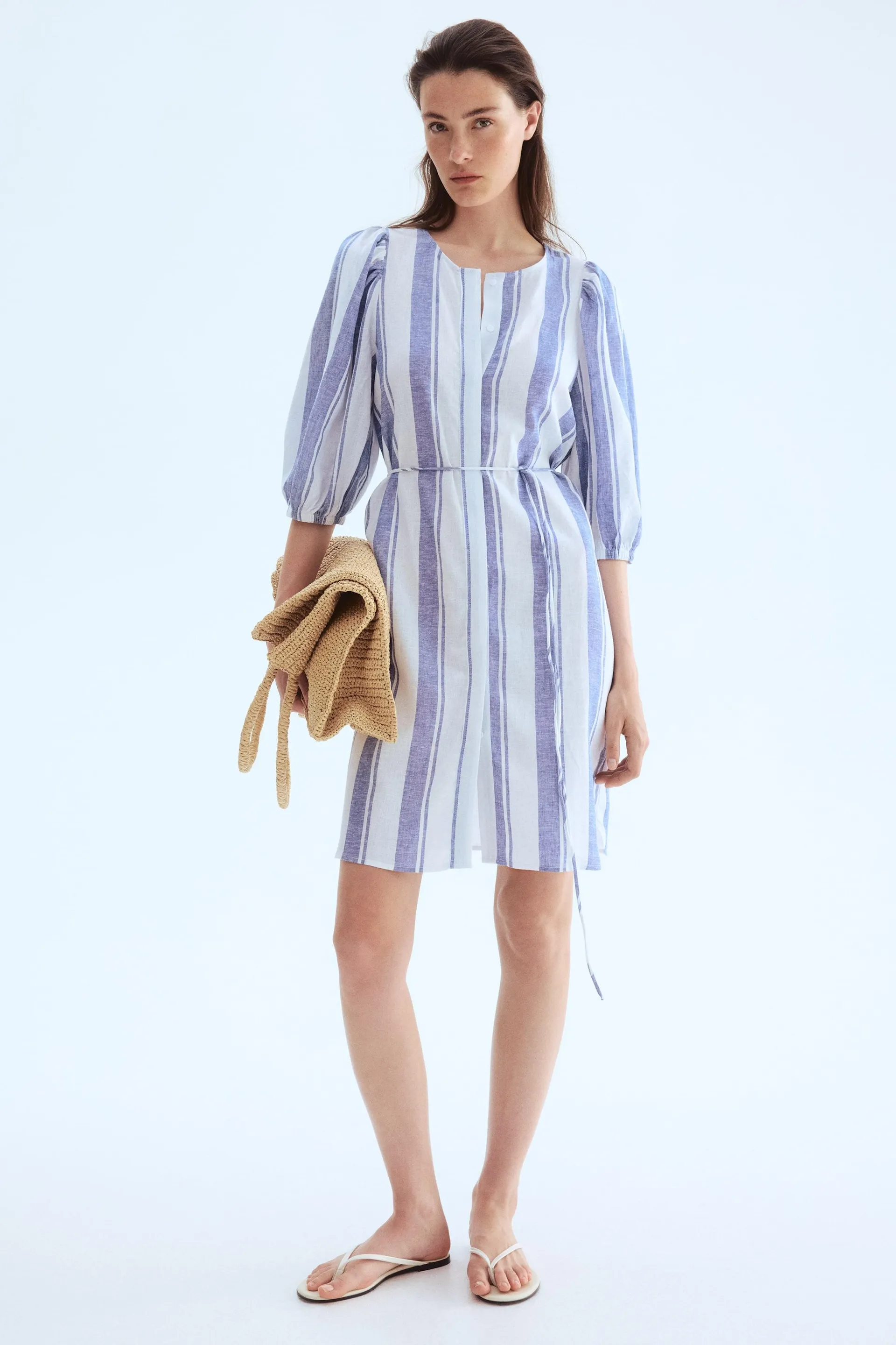 Vestido en mezcla de lino