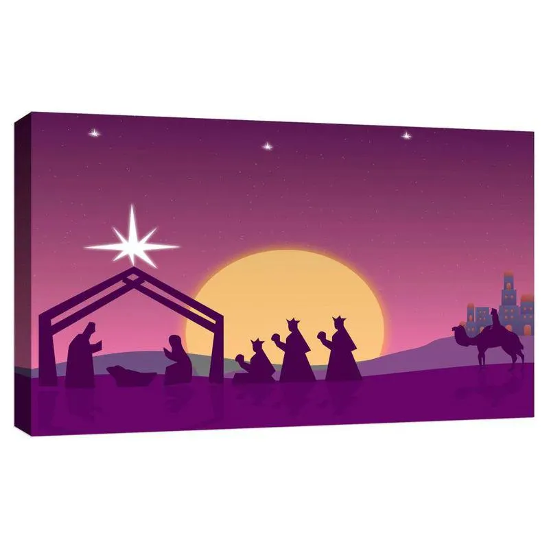 Cuadro Decorativo Canvas Lienzo Reyes Magos Navidad 120x160Cm