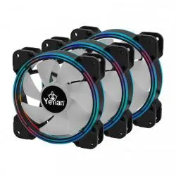 Ventilador Yeyian Typhoon LII Master ARGB LED, 120mm, 1300RPM, Negro - 3 Piezas, incluye HUB/Control/2 Tiras Led