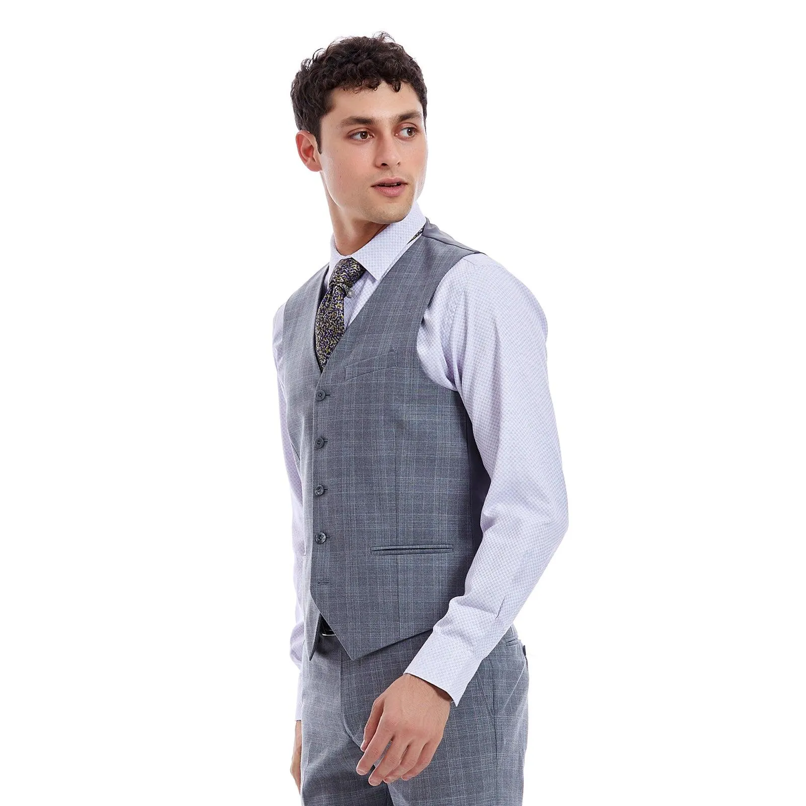 Chaleco separates en tejido a cuadros Slim Fit