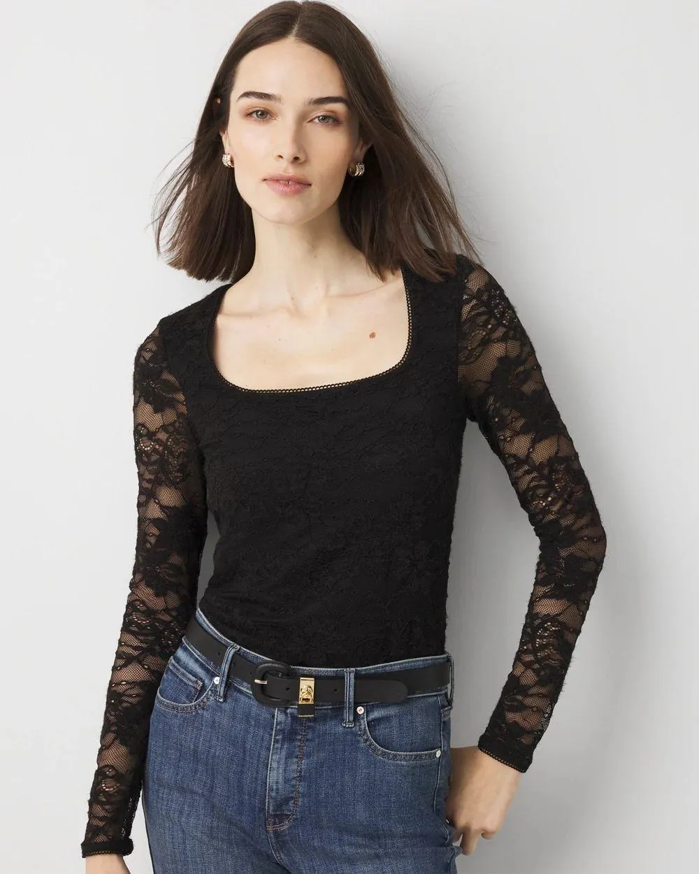 WHBM FORME ™ Lace Square Neck Top