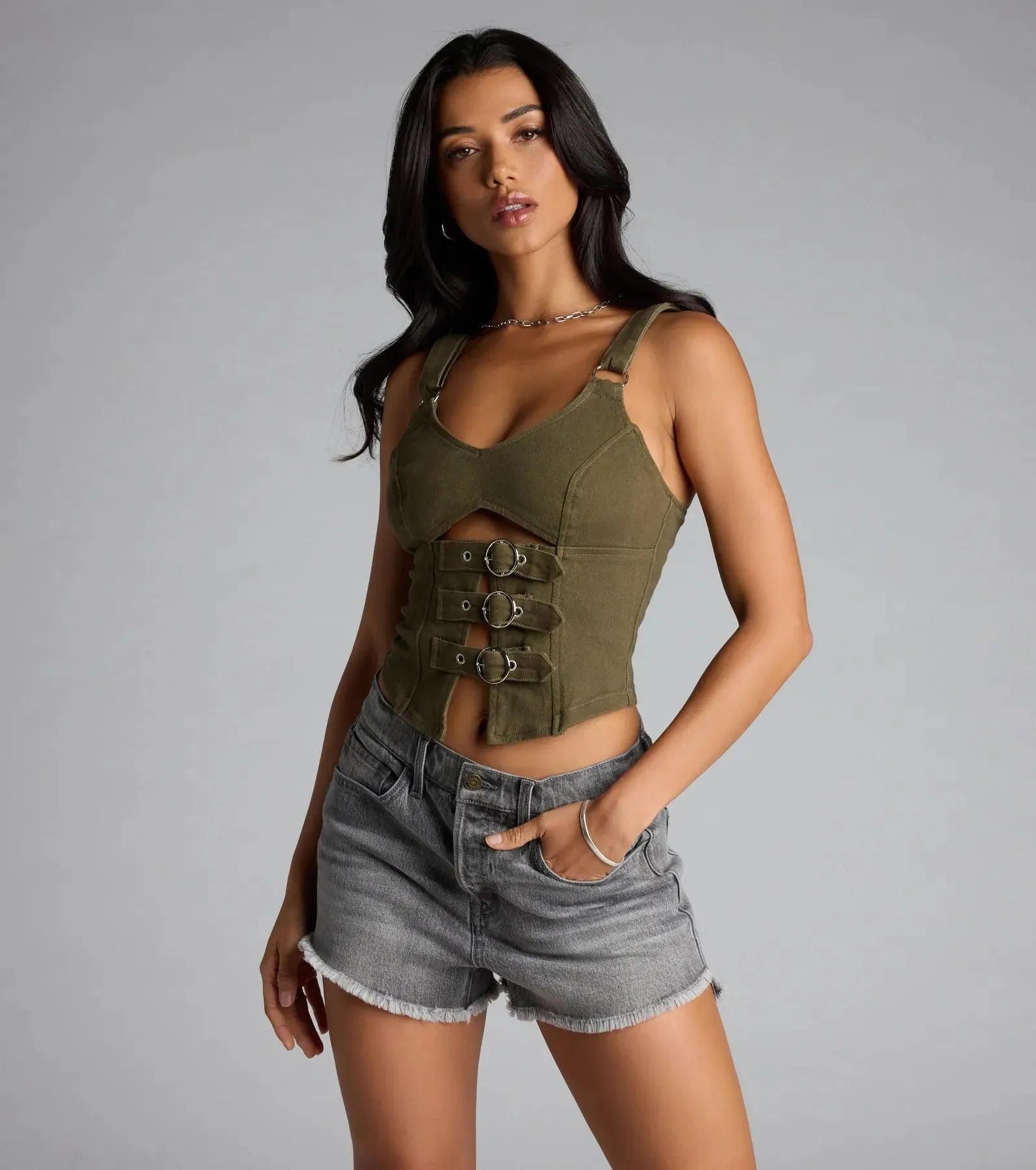 Strap In Babe Buckle Crop Top