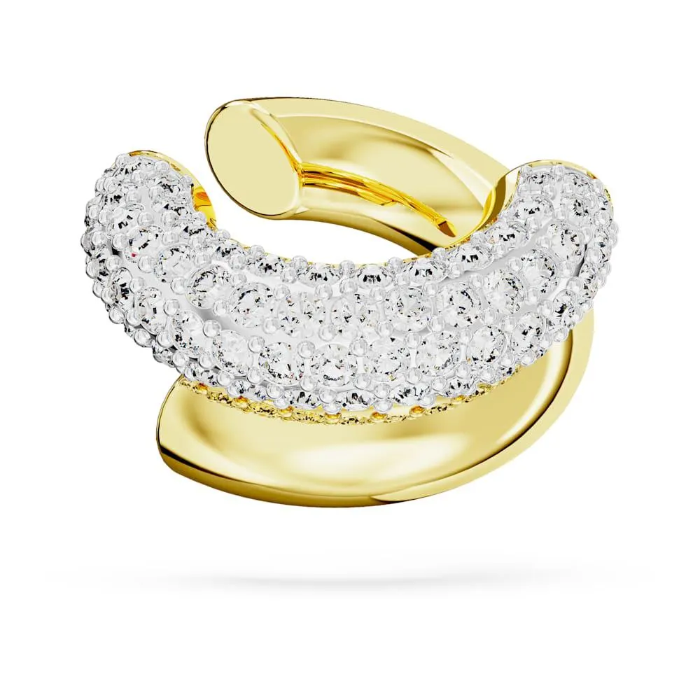 Pendiente ear cuff Dextera, Blanco, Baño tono oro