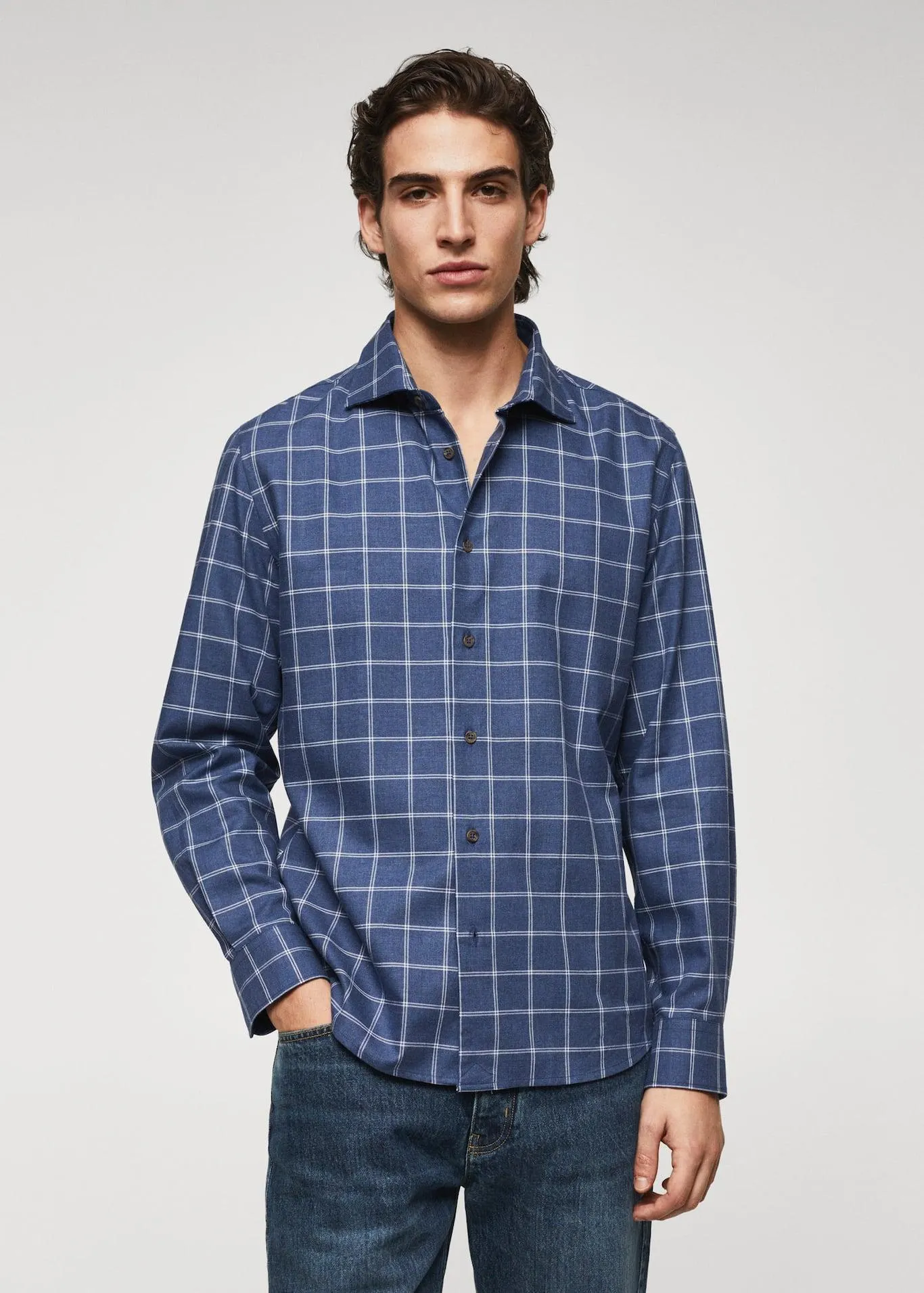 Camisa slim fit cuadros ventana