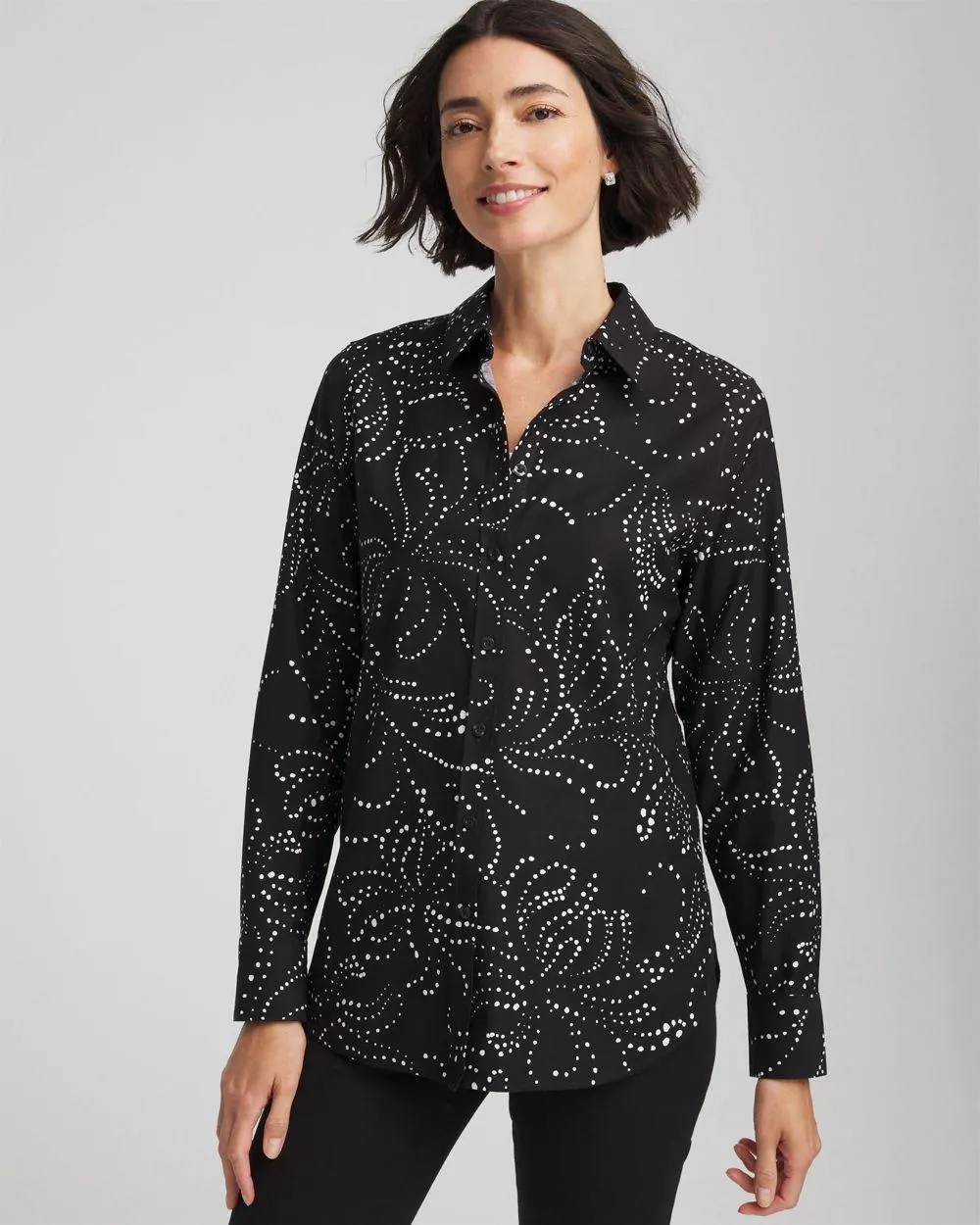 No Iron ™ Findot Print Sateen Shirt