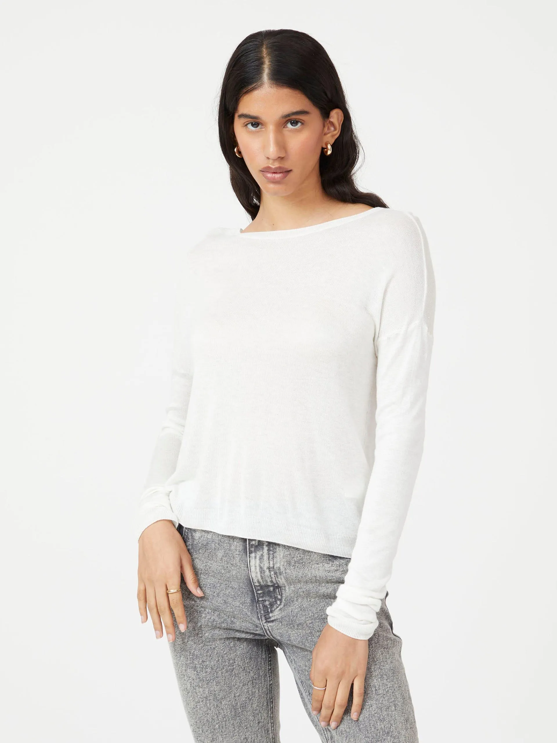 Suéter Manga Larga con Escarcha Blanco