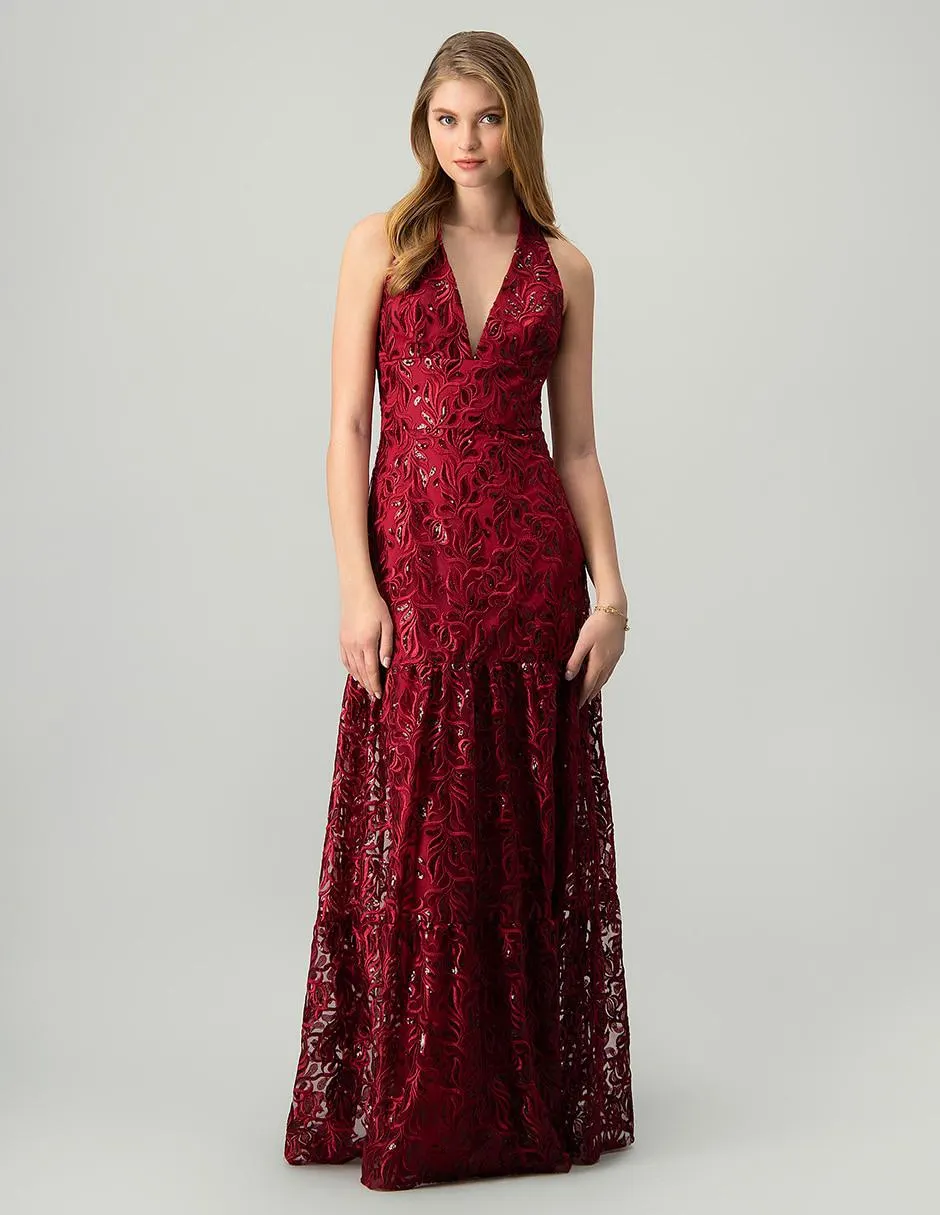 Vestido maxi de noche Ivonne Couture espalda abierta