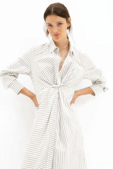 Vestido midi camisero rayas