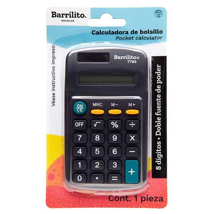 CALCULADORA BASICA BOLSI. BARRILITO 7785 8 DIG. SOLAR BL/1