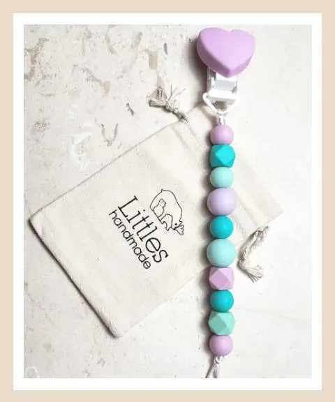 Porta Chupón Corazón Lila