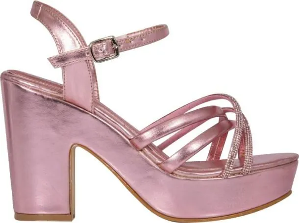 sandalia plataforma tacón metálica