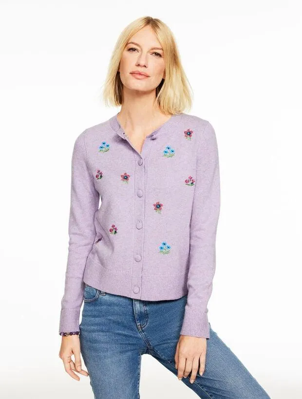 Embroidered Crewneck Cardigan
