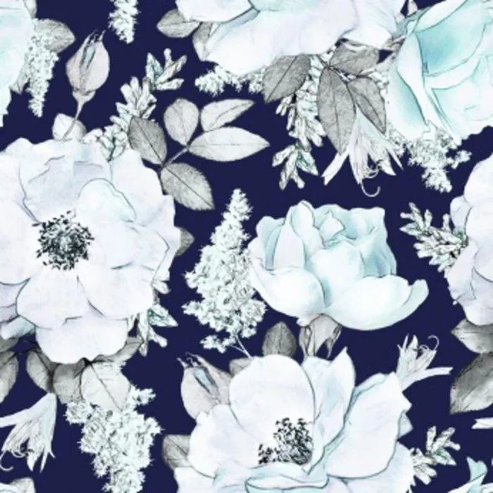 Loneta Italiana Flor Grande Azul Marino