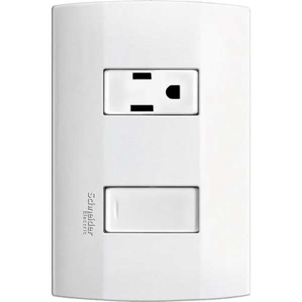 Placa con apagador y contacto sencillo 2polos +tierra – mwd69234