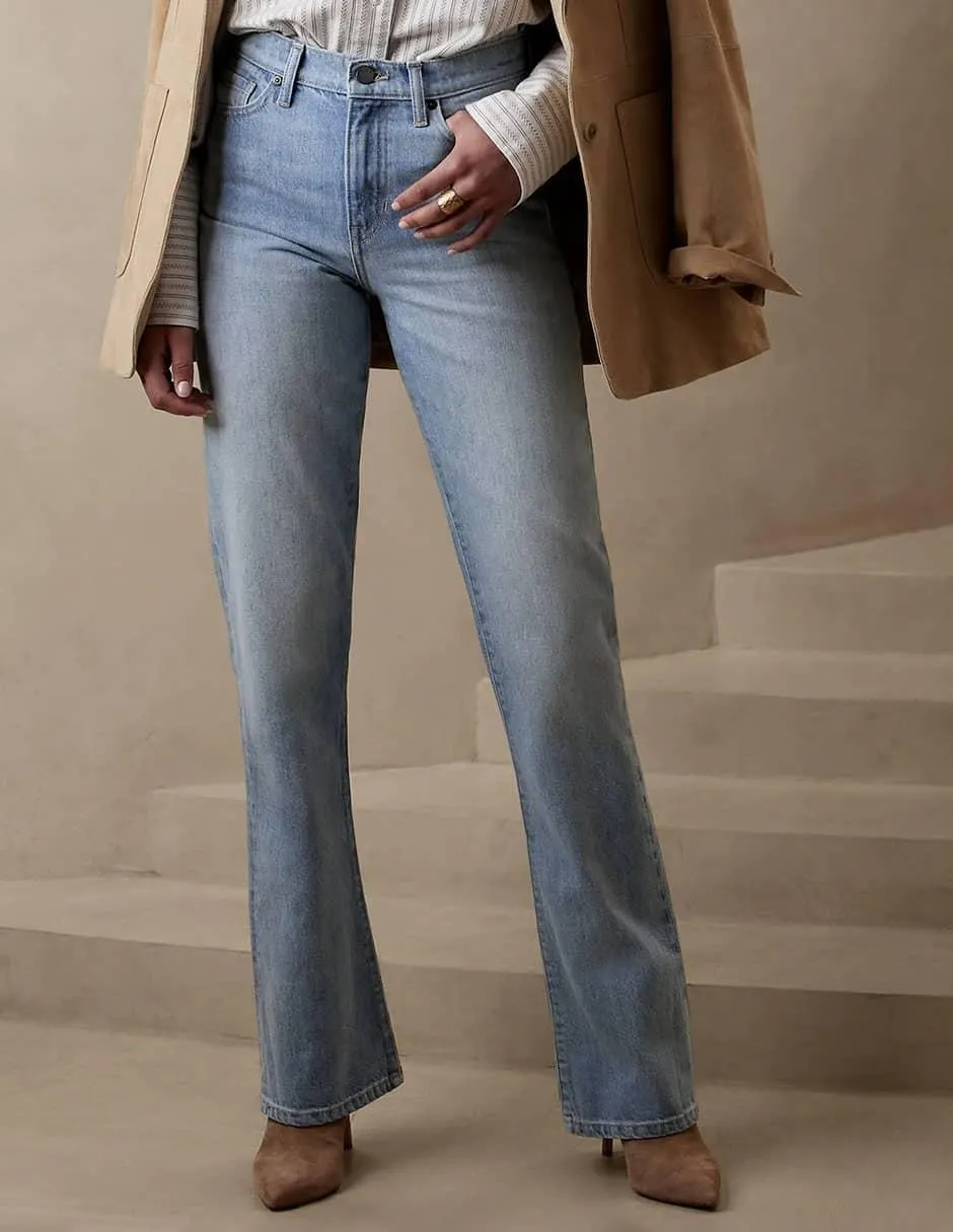 Jeans flare corte cintura para mujer