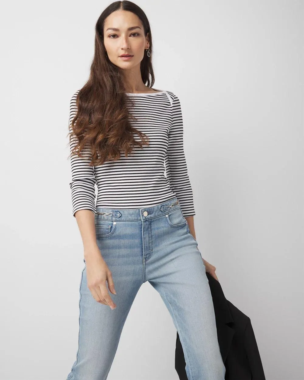 WHBM ® FORME Ribbed Stretch Boatneck Top