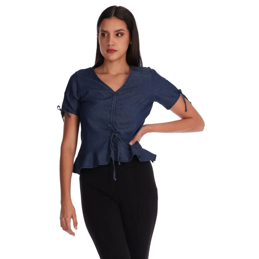 Blusa Red Sky Mujer Con Amarres Decorativos