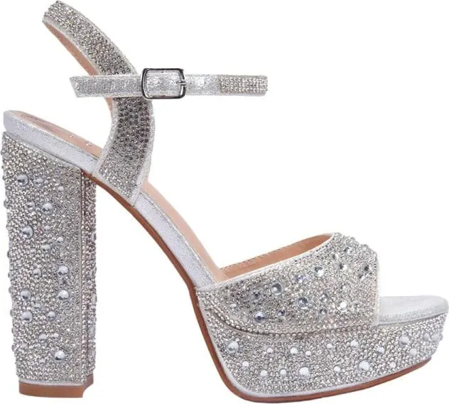 sandalia tacón plataforma y piedras