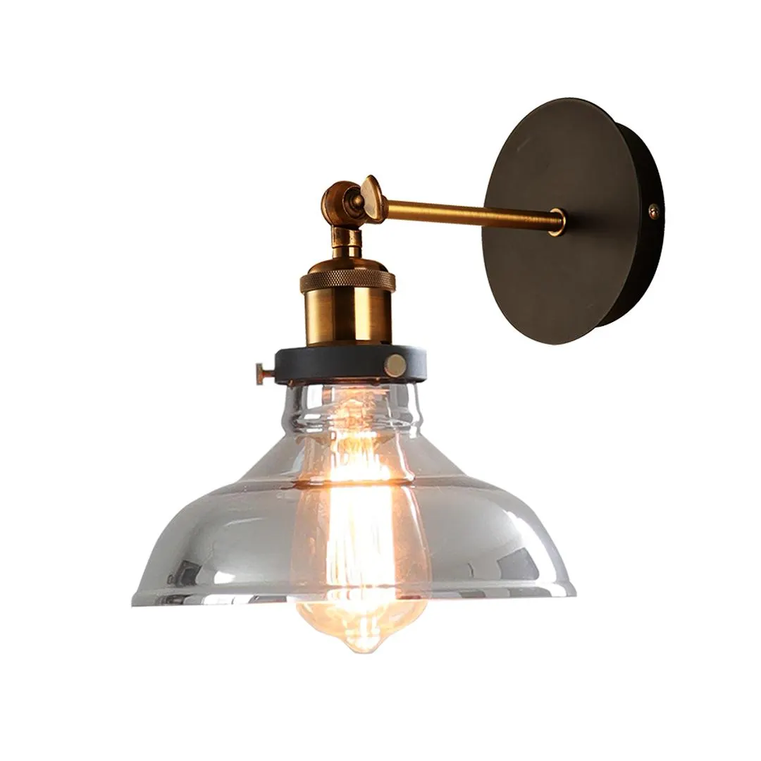 Lámpara de pared estilo vintage transparente con cuerpo de metal y cristal 60w KELCH