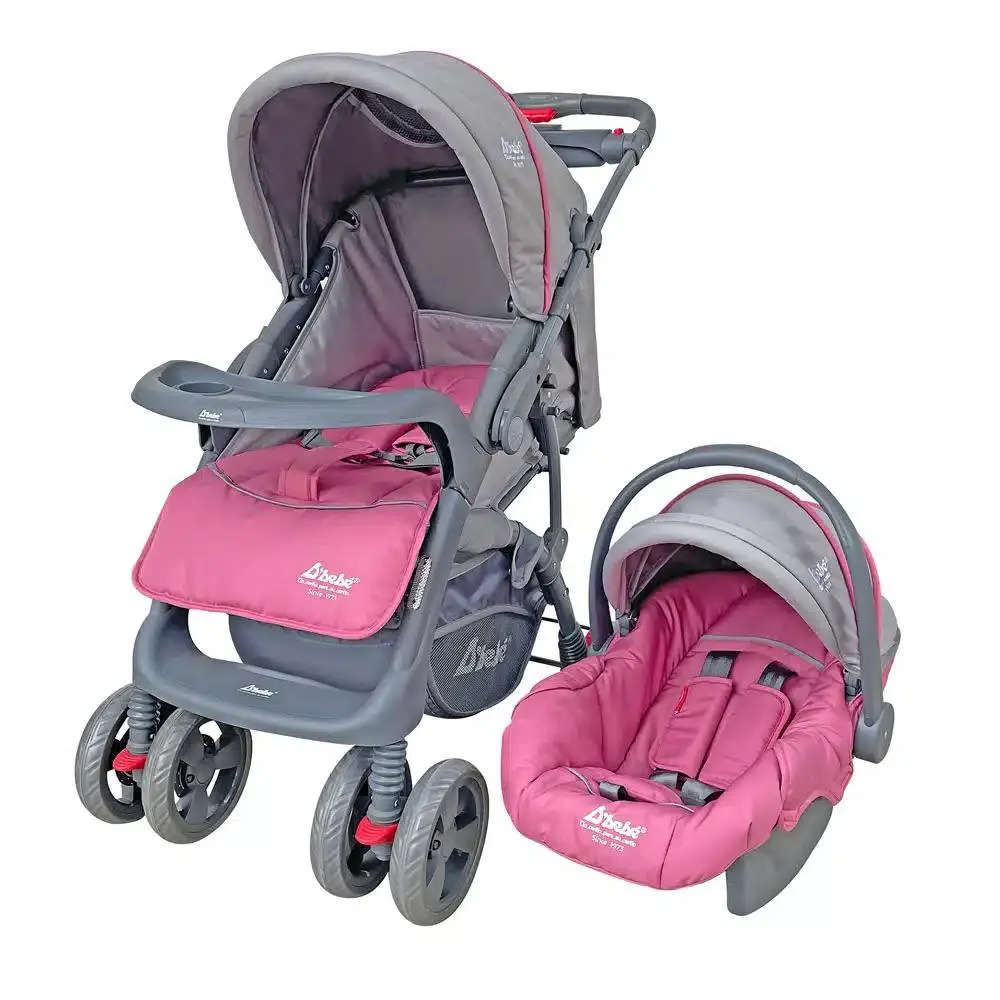 Carriola D´bebé reversible multi-funcional Travel System Aventura Rosa