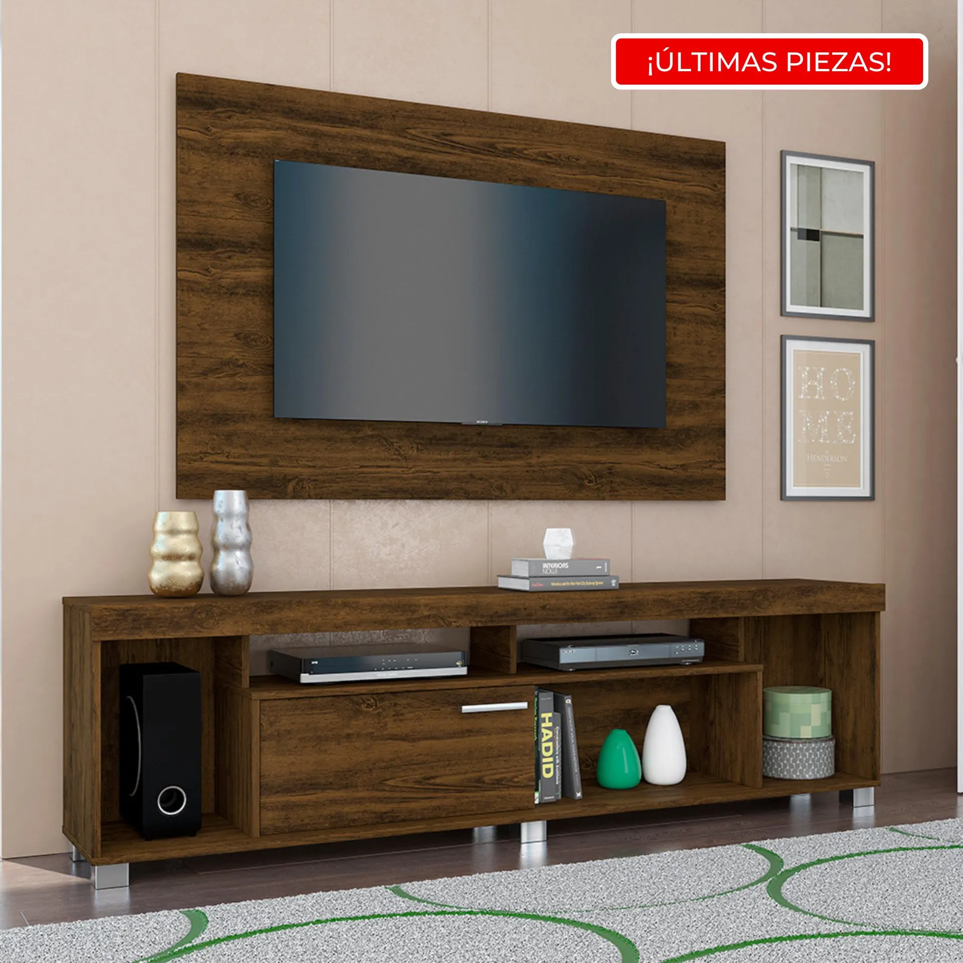 Mueble flotante para TV tipo centro de entrenimiento con panel colgante Tomaz 65"
