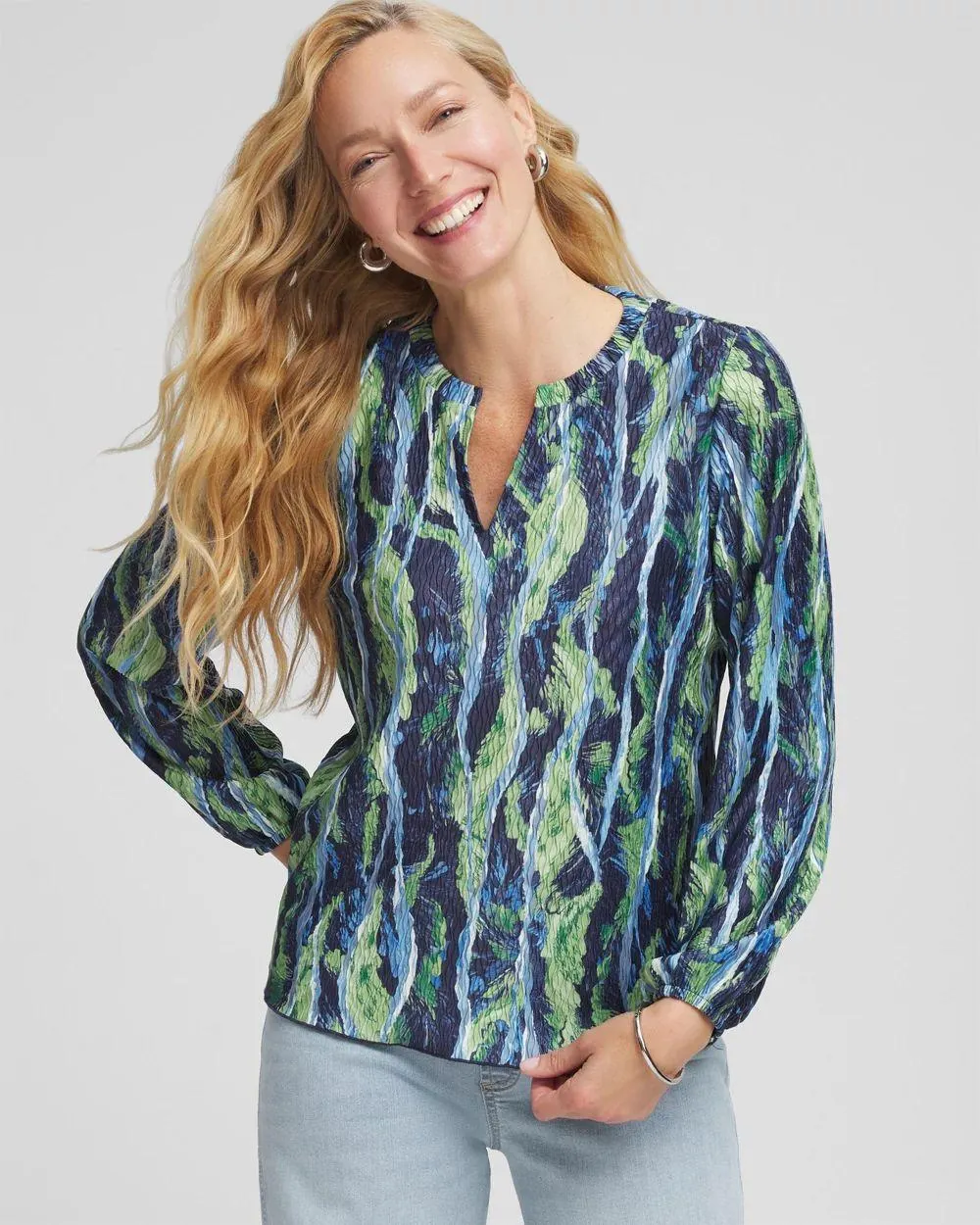 Ocean Plume Crinkle Top