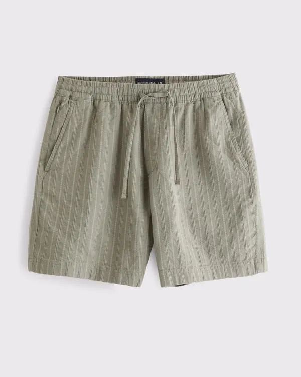 Relaxed Linen-Blend Pull-On Short