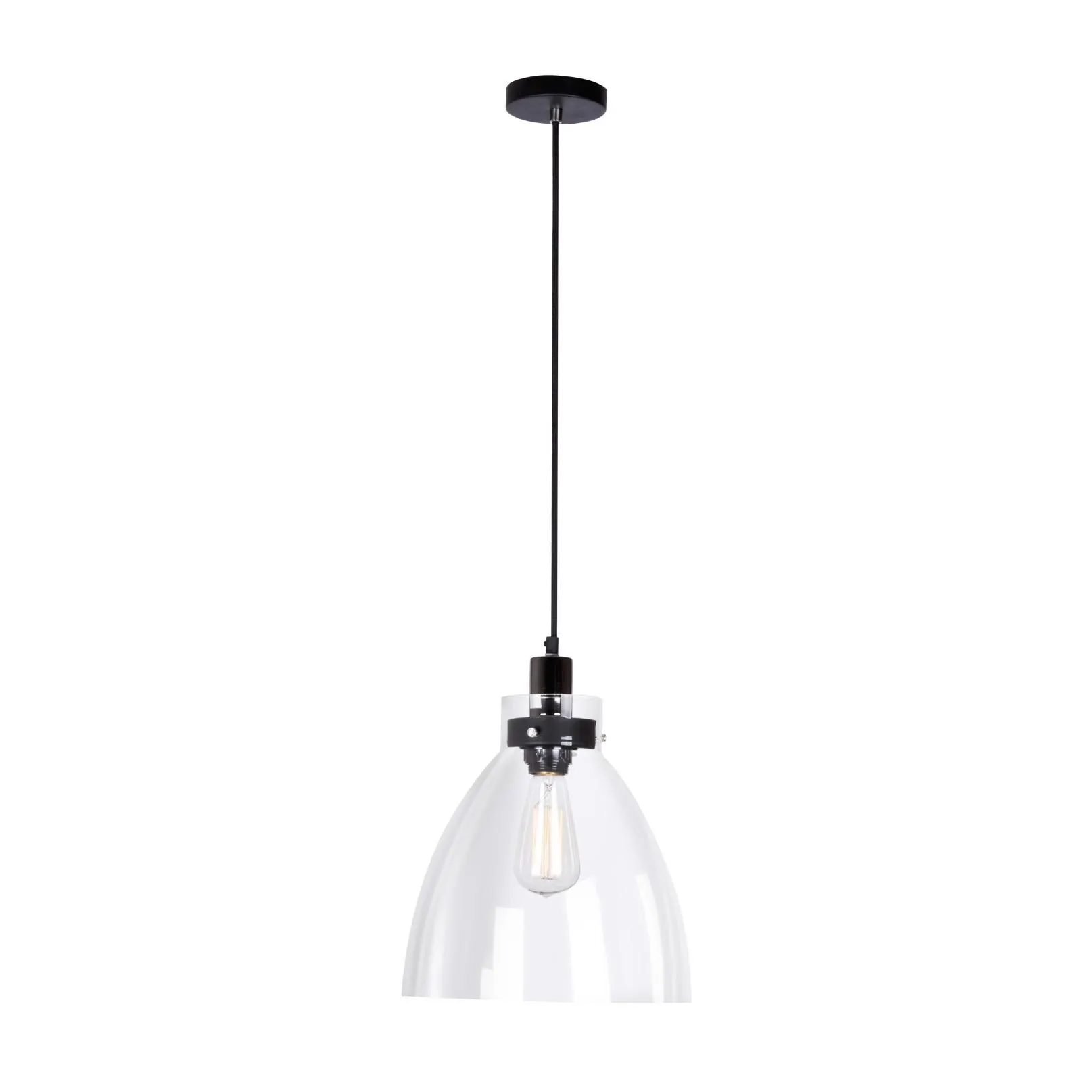 Lámpara colgante en color negro y cristal claro