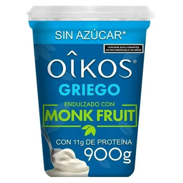 Yoghurt griego Oikos natural monkfruit con 11 g de proteína 900 g