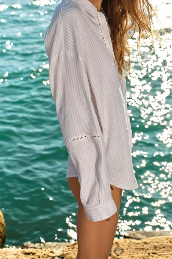 CAMISA RAYAS CON LINO ENTREDOSES